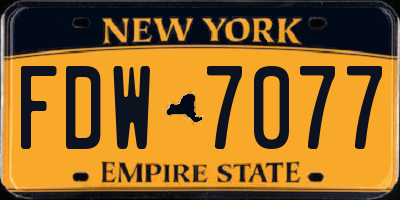NY license plate FDW7077