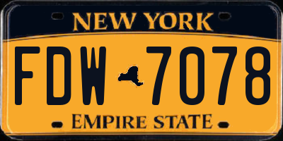 NY license plate FDW7078