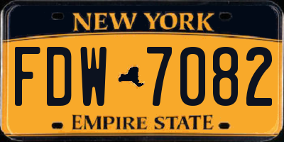 NY license plate FDW7082