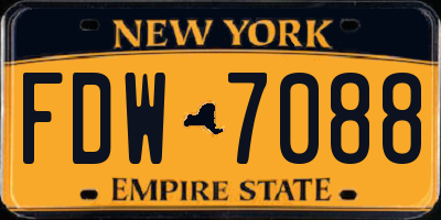 NY license plate FDW7088