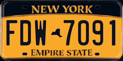 NY license plate FDW7091