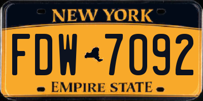 NY license plate FDW7092