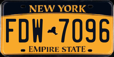 NY license plate FDW7096