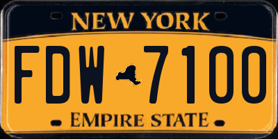 NY license plate FDW7100