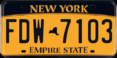 NY license plate FDW7103
