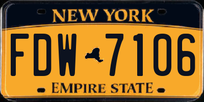 NY license plate FDW7106