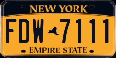 NY license plate FDW7111