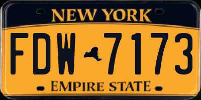 NY license plate FDW7173