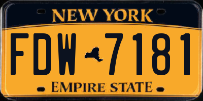 NY license plate FDW7181