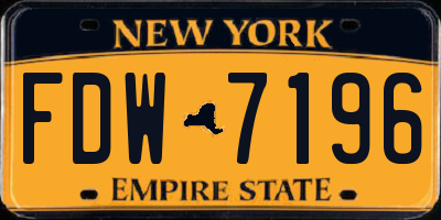 NY license plate FDW7196