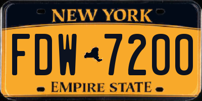 NY license plate FDW7200