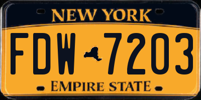 NY license plate FDW7203