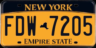NY license plate FDW7205