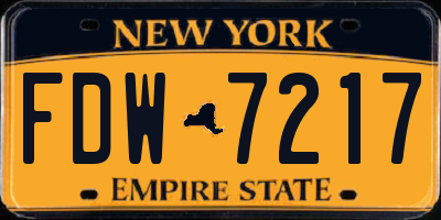 NY license plate FDW7217