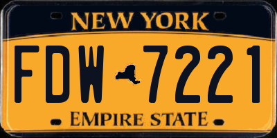 NY license plate FDW7221