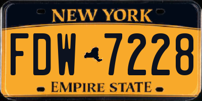 NY license plate FDW7228