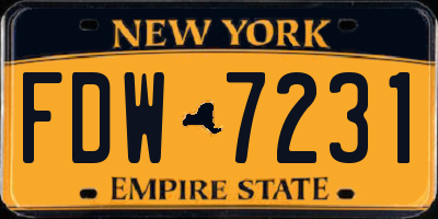 NY license plate FDW7231