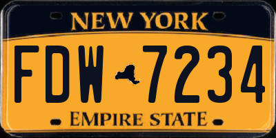 NY license plate FDW7234