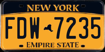 NY license plate FDW7235