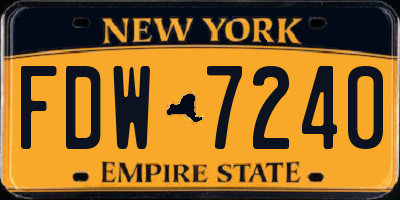 NY license plate FDW7240