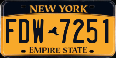 NY license plate FDW7251