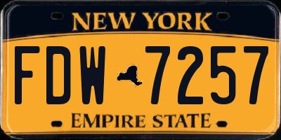 NY license plate FDW7257