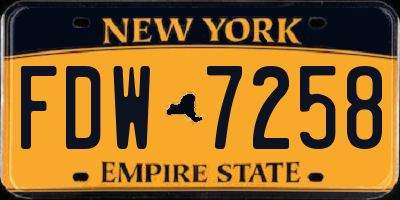 NY license plate FDW7258