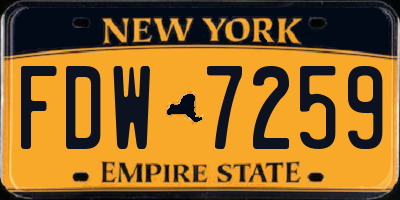 NY license plate FDW7259