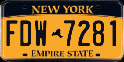 NY license plate FDW7281