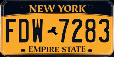 NY license plate FDW7283