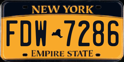 NY license plate FDW7286