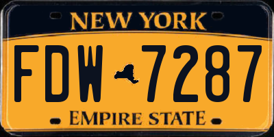 NY license plate FDW7287