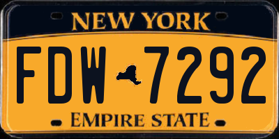 NY license plate FDW7292