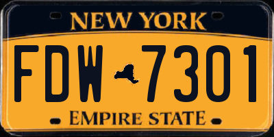 NY license plate FDW7301