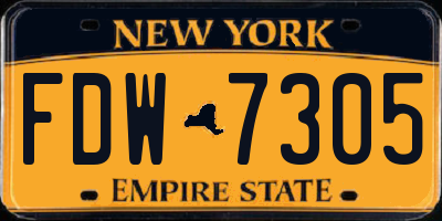 NY license plate FDW7305