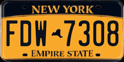 NY license plate FDW7308