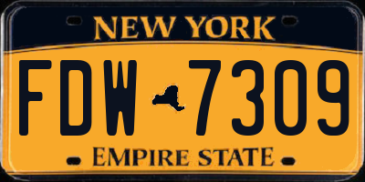 NY license plate FDW7309