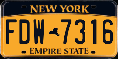 NY license plate FDW7316