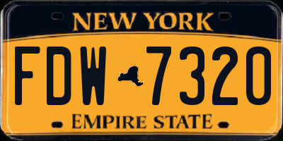 NY license plate FDW7320