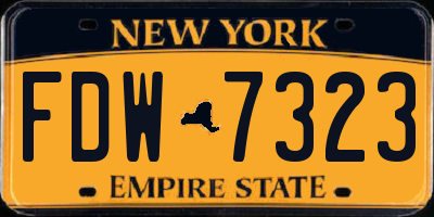 NY license plate FDW7323