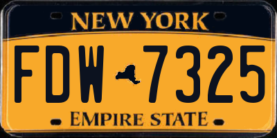 NY license plate FDW7325
