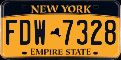 NY license plate FDW7328