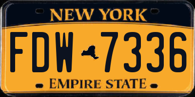 NY license plate FDW7336
