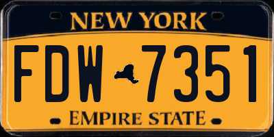 NY license plate FDW7351