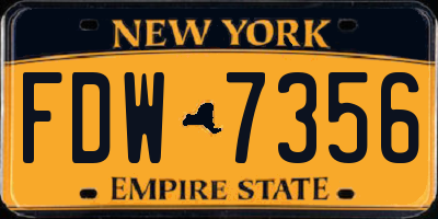 NY license plate FDW7356
