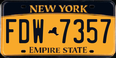 NY license plate FDW7357