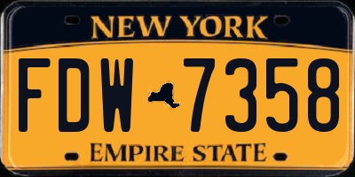 NY license plate FDW7358