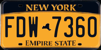 NY license plate FDW7360