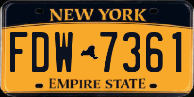 NY license plate FDW7361
