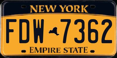 NY license plate FDW7362